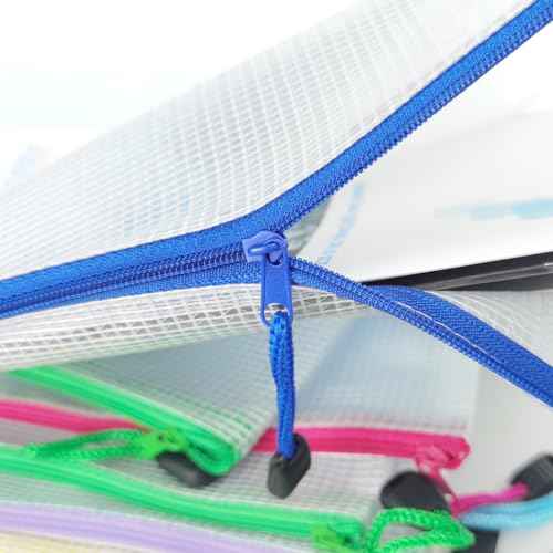 BOPART Extra Large Mesh Zipper Pouch Bags - 24pcs, 16.9x12 Inches Board Game Storage & Organization. A3 Plastic Zip File Bag with Label Pocket for Office, School, Projects & Puzzles