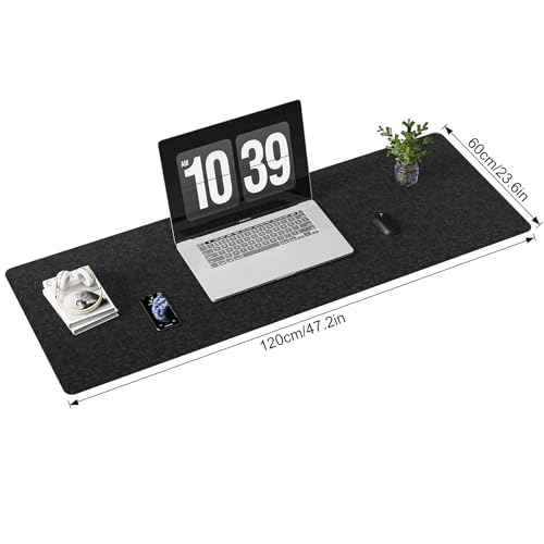 Large Felt Desk Mat,47.2"x 23.6",Non-Slip Desk Pad for Office and Home,120x60cm Full Table Mouse Pad,Keyboard Mats for Desk,Desktop Protection(Dark Gray)