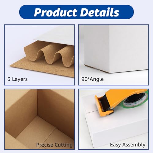 CRUGLA Assorted Shipping Boxes 30 Pack - White, 3 Sizes (11x6x6, 10x7x5, 9x6x4 in)