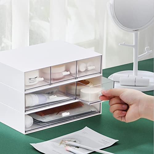 Kulusion 9x6.5x2 Inch 3-Tier Stackable Desk Organizer with 6 Compartments - White, Multi-Use Storage Drawer