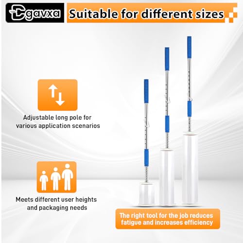 Long Handle Stretch Wrap Dispenser with Safety Knife, – 48" Pole for