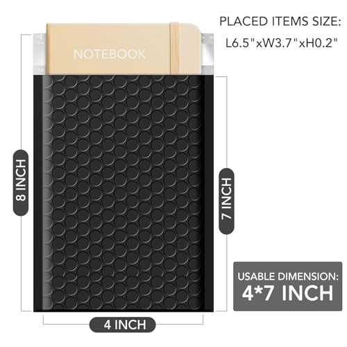 GSSUSA Black Bubble Mailers 4X8" 200 Pack, Usable Size 4X7" Padded Envelopes Small Shipping Mailer Strong Adhesion Bubble Envelope,Self-Seal Mailing Envelopes for Small Items, Business