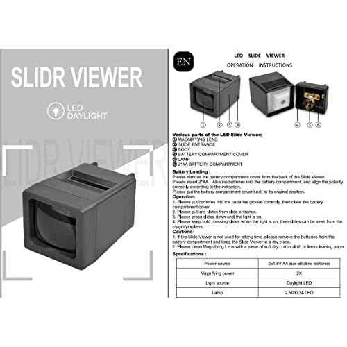 LED Lighted Illuminated 35mm Slide Viewer(2AA Batteries Included)