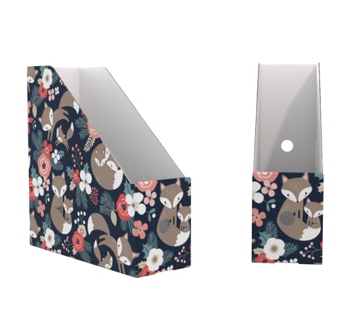 ANSSDO 6 Pack Magazine File Organizer Holder, Black Floral - Corrugated Cardboard