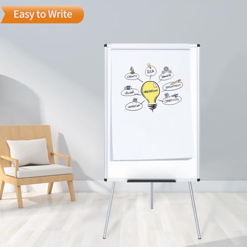 VIZ-PRO Magnetic Whiteboard Easel 36x24 Inches Silver Portable Dry Erase