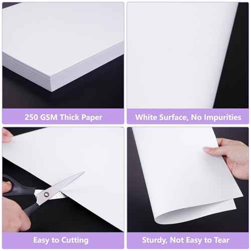 12PCS Poster Board 11" x 14" White Poster Paper Bulk, 250GSM Thickness Vision Boards Blank Graphic Display Posterboards for School Arts Crafts Projects Drawing Office Presentations Supplies