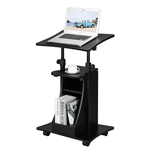 VINGLI Mobile Podium Stand with Adjustable Height - Portable Lectern