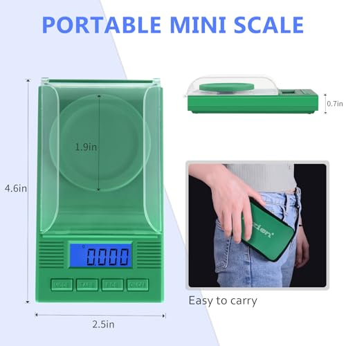 Fuzion Green Digital Milligram Scale 50g/0.001g Powder Measuring Kit