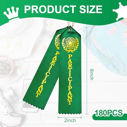 Zonon 180 Pieces Participant Award Ribbon with Event Card, Field Day, First Place Ribbons for Staff Coworker Sports Event, Music Contests, Dance Contests, Car Racing Competition, Team Prizes