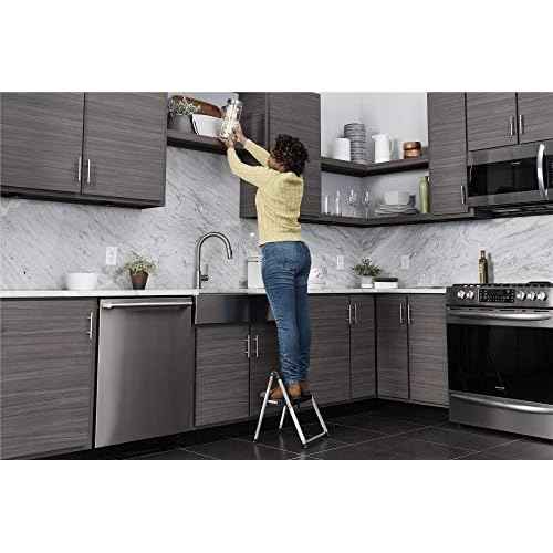 COSCO One Step Steel, Resin Steps, Step Stool without Handle, Platinum/Black