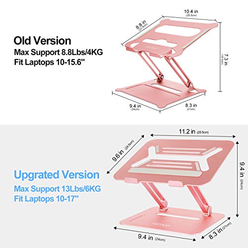 Urmust Adjustable Laptop Stand for Desk Aluminum Computer Stand for Laptop Riser Holder Notebook Stand Compatible with MacBook Air Pro Ultrabook All Laptops 11-17 inch (Rose Gold)