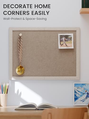 Fluxynara Khaki Felt Bulletin Board 23.6 x 17.5 Inches Foldable Modern Office Decor