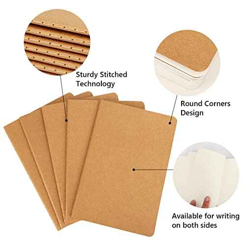 EUSOAR Notebooks College Ruled, 48pcs A5 5.5"x8.3" 60 Pages Soft Cover Kraft Lined Subject Journal Notebooks, Writing Note Pads Sketchbook Memo Composition,for School Office College Work Note Taking
