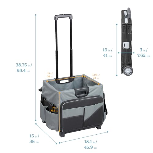 ECR4Kids Universal Rolling Cart with Canvas Organizer Bag, Mobile Storage, Black