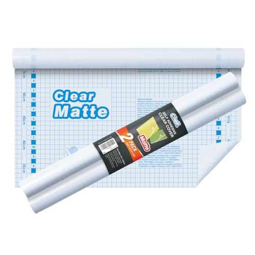 Chell 2-Pack Matte Clear Contact Paper Rolls for Books & Surfaces, 17.5 in x 5 ft