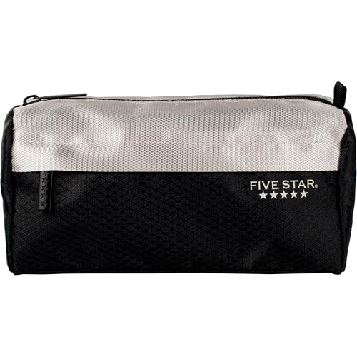 Five Star Black/Grey 8" x 4" 9-Pocket Zipper Pencil Pouch Organizer