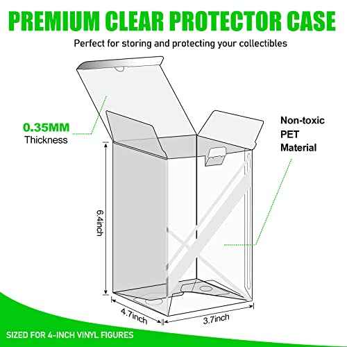 Hoteam 48 Pack Protectors Case Compatible with 4 Inch Vinyl Figures Crystal Clear Protectors Plastic Heavy Duty Display Box Foldable Case with Protective Film Locking Tab (48 Pieces)