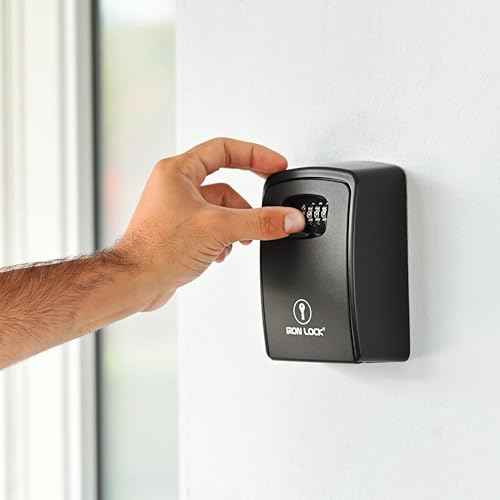 Iron Lock¢ç Key Lock Box XXL Wall Mount for Keys 4 Digit Combination with Resettable Code with A B Switch Extra Large lockbox Indoor Outdoor Waterproof Big Key Lock Box House Spare Keys (XXL, Black)