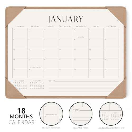 Jotsome Desk Calendar 2025-2026 with Desktop Mat, Desk Pad Calendar From Now to December 2026 14x10.5 inch, Desk Blotter Calendar for Home Office and School, Easy Planning, Apricot