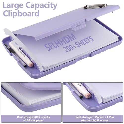 Light Purple Storage Clipboard with Pen Holder, A4 Nursing Binder, Side-Opening Heavy Duty