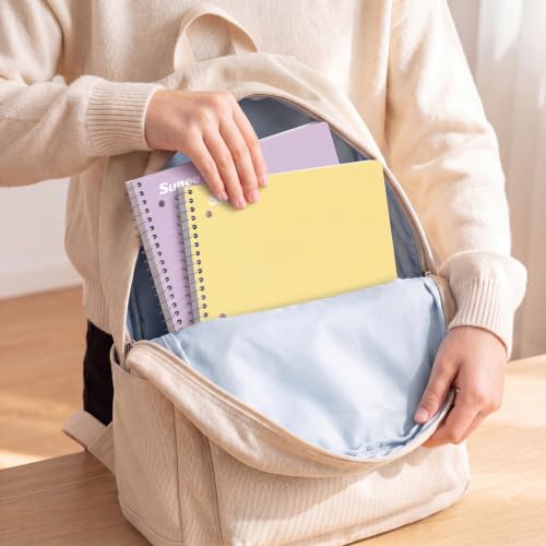 SUNEE 6-Pack Spiral Notebooks 1-Subject College Ruled Pastel Colors, 8 x 10.5 inches