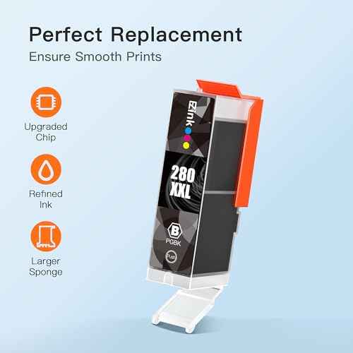 E-Z Ink Compatible Ink Cartridge Replacement for Canon PGI-280XXL CLI-281XXL PGI 280XXL CLI 281XXL to use with PIXMA TS9120 TS8120 TS8220 (PGBK, Black, Photo Blue, Cyan, Magenta, Yellow) 12 Pack