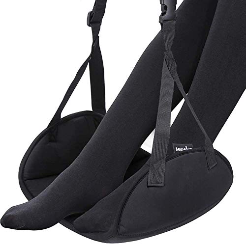 Extra Large Upgraded Airplane Foot Rest with Memory Foam – Angemay Travel Hammock for Long Flights
