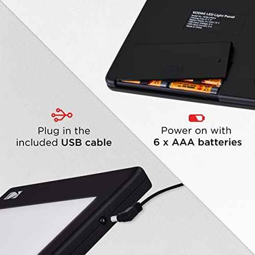 KODAK LED Light Box 5¡±x4¡± for Negatives, Slides & Films | Illuminated Board Panel for Viewing & Scanning Photos, Tattoo Drawing, Artist Sketching, Stenciling & More | Glare-Free, Battery & USB Powered