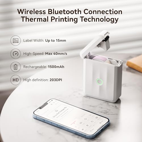 NIIMBOT Label Maker Machine with Tape, D110 New Version Mini Portable Bluetooth Thermal Printer, Sticker Maker Label Maker for Home Office Organization School, Light Gray