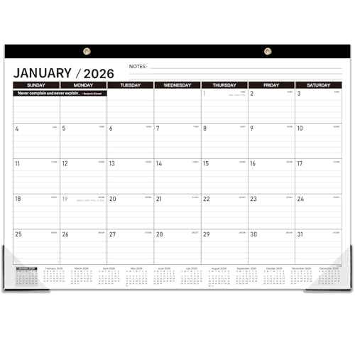 2026 Desk Calendar - 12 Months Large Desk Calendar 2026, Jan 2026 - Dec 2026, 17" x 12", Desk Pad, Large Ruled Blocks, to-do List & Notes, Best Desk/Wall Calendar for Planning or Organizing