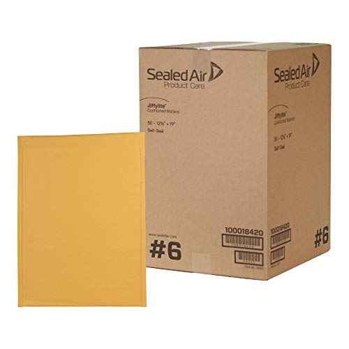 Sealed Air JiffyLite Cellular Cushioned Mailers (SEL39097), brown kraft, 50