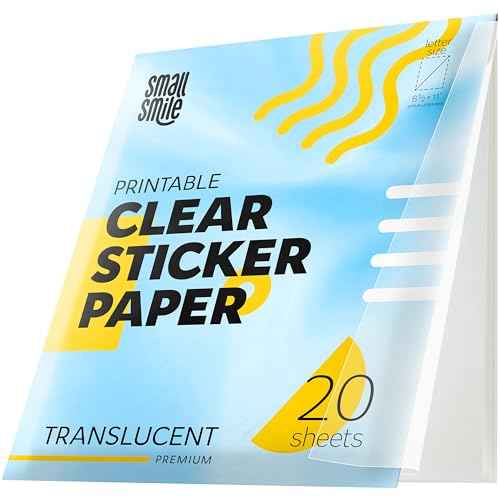 95% Clear Sticker Paper for Inkjet Printer and Laser ? 20 Sheets, 8.5x11 Transparent Sticker Paper, Printable Vinyl, Waterproof Clear Labels for DIY Stickers & Decals