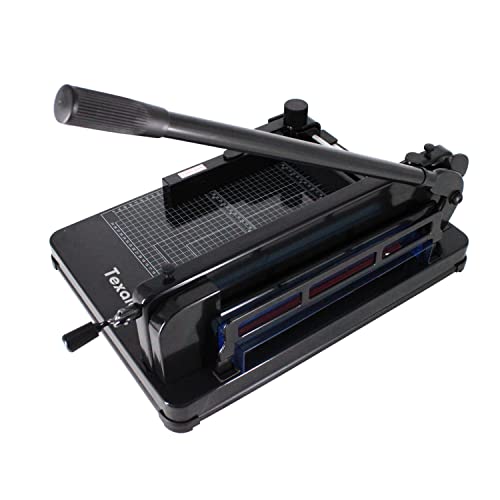 A4 12-Inch Heavy Duty Guillotine Paper Cutter - 400 Sheets Capacity, Steel Base, Black - TEXALAN
