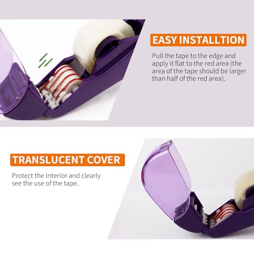 Eagle Automatic Tape Dispenser - Purple, One-Handed, Includes 0.5in and 0.75in Tape Rolls