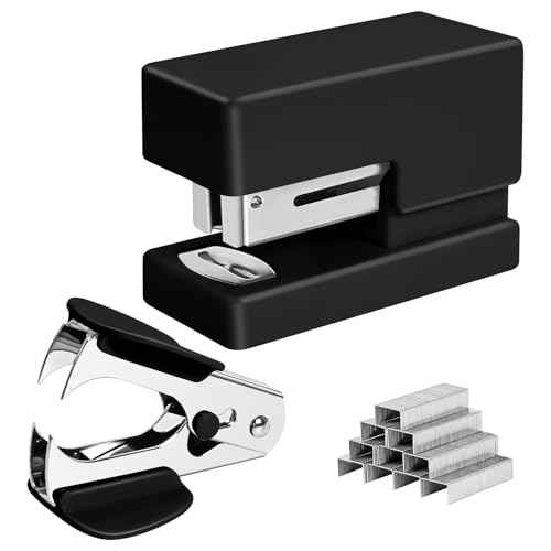 Mini Stapler - Small Cute Desk Staplers - 25 Sheet Capacity with 830 Staples and Staple Remover, Desktop Stapler for Office, School, Home, Black