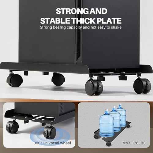 Adjustable Large Computer Tower Stand 7.9 to 10.2 inch Wide, Mobile PC Stand for Most Desktop Towers, Steel CPU Stand with Locking Caster Wheels, Gaming PC Holder,PC Cart