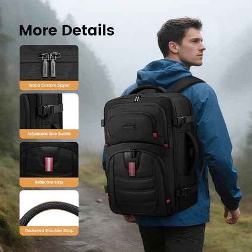 LOVEVOOK 40L Travel Backpack for Men, Airline Approved Carry On Luggage with 3 Packing Cubes, TSA Overnight Bags, Waterproof Personal Item Bag, Weekender Essentials Backpacks fits 17.3" Laptop
