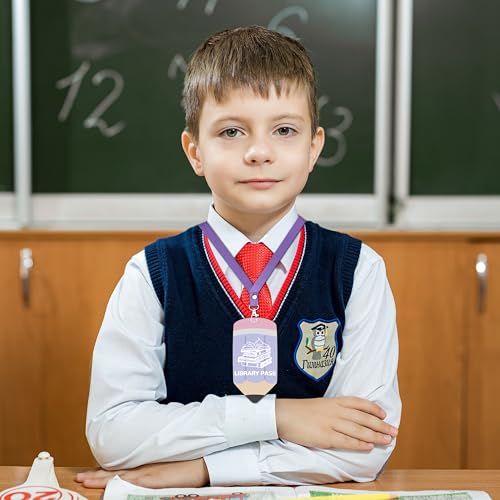 Chambom 6-Pack Wooden Classroom Hall Passes with Lanyards - Durable, Colorful School Passes for Bathroom, Library, Nurse & Office