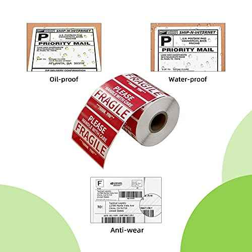 3 x 2 inch Handle with Care Fragile Thank You Warning Packing Shipping Label Stickers Permanent Adhesive (12 Rolls, 6000 Labels)
