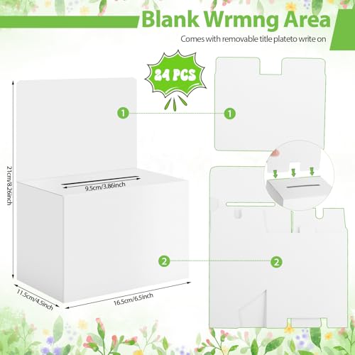 White Cardboard Ballot Boxes with Slot - 6.5 x 4.5 x 4.5 Inch, 24 Pack, Easy Assembly