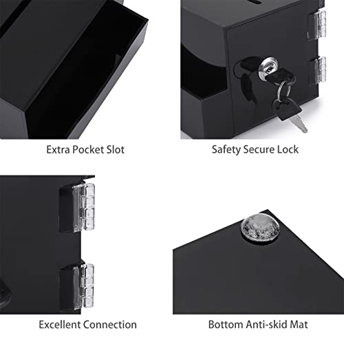 USTRAM-11389 BTSKY Acrylic Suggestion Box with Lock & Sign Holder, Black