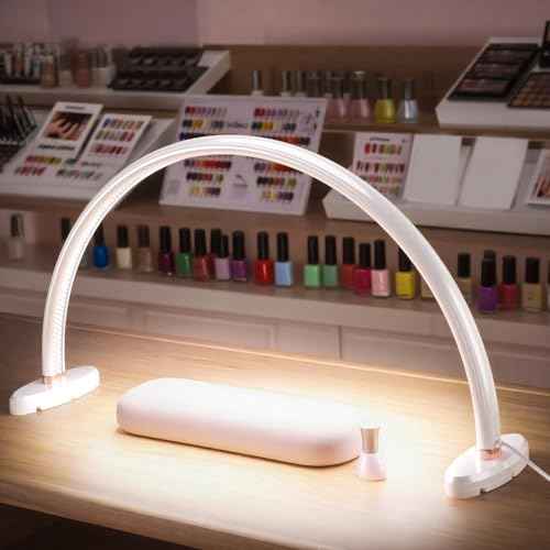 Half Moon Nail Desk Lamp,USB Powered Tri-Color Temperature Brightness Adjustable Arch Light for Moon Light Nail Tech/Handicraft Lighting (Medium Size White)