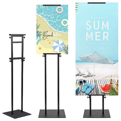 Poster Stand Heavy Duty - Adjustable Poster Stands for Display Foam Board, Double Sided Pedestal Floor Standing Sign Holder Height Up to 80 Inch, 1 Pack