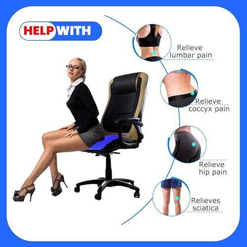 Cooling Gel Seat Cushion for Long Sitting ? Breathable Honey Comb Design Absorbs Pressure Points, Durable Gel Cushion for Office Chair, Car, Wheelchair, Home, & Travel ? Pain Relief & Posture Support
