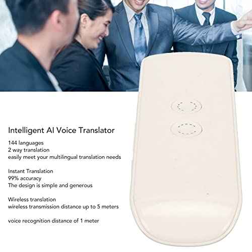 Intelligent AI Voice Translator, 144 Languages 2 Way Translation 99% Accuracy BT Connect Phone Portable Translation Devices for Travel Work Learning (White)