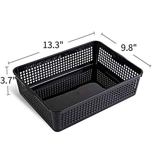 A4 Size Plastic Storage Basket,Desktop File Paper Letter Organizer Tray, 6-Packs (Black)