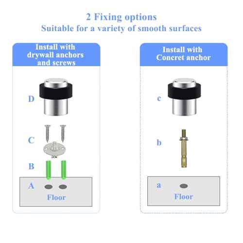 10 Pack Door Stop Floor Mount Door Stopper Stainless Steel Rubber Door Stop Height 2.4" for Home Office Hotel etc