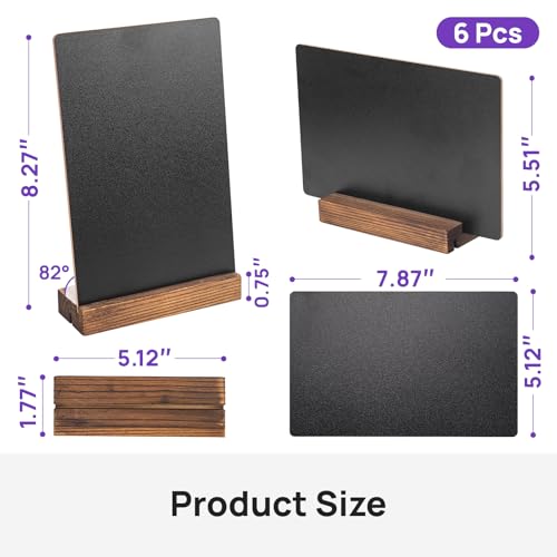 JEFURE 6 Pcs Double-Sided Tabletop Chalkboard Signs 7.8x5 Inch with Stand