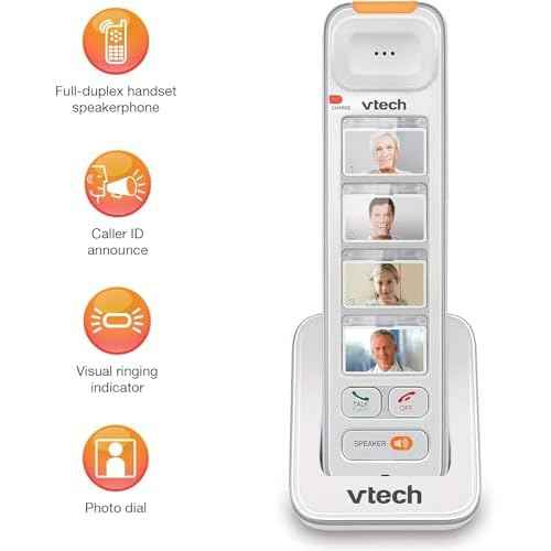 VTech SN5307 Amplified Photo DIAL Accessory Handset with Big Buttons & Large Display for SN5127 & SN5147 Senior Phone Systems, Photo Dial Handset, Cordless Phone System