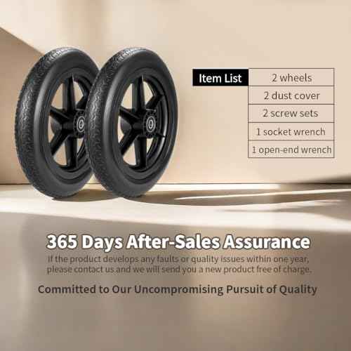 12 Inch Wheelchair Wheels Replacement (1 Pair) 12 1/2 x 2 1/4" Transport Chair Rear Wheel Assembly, Solid Tire Back Wheel for Manual Wheelchairs Replacement Parts, Transfer Chair Accessories
